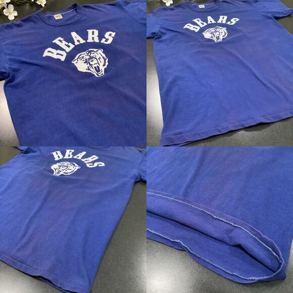 Vintage Russell Athletic T Shirt Jersey Bears #53 70’s 80’s Royal Blue Ringer - Picture 15 of 16